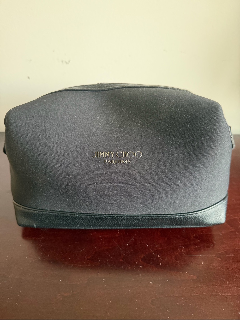 Jimmy Choo Parfums Black Neoprene Cosmetic Bag Travel Toiletry Dopp Kit Unisex